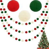 TETOU 3 Pack Christmas Pom Pom Garland for Tree Indoor Home Room Decor,Cute Hanging Felt Ball Red White Green Pompom Bead String Banner Christmas Decorations Birthday Party Supplies