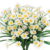 TETOU 4 Bundles Artificial Daisies Flowers for Garden UV Resistant Fake Greenery for Window Indoor Home Office Decoration(White)