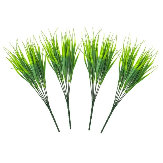 TETOU 4Pcs Artificial Plants Spring Grass Outdoor Plastic Plants Garden Decor