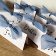 thumbnail image 1 of TETOU 50Pcs Premium Place Cards with Blue Ribbon,2" x 3.5" Tent Card Name Card Wedding Place Cards for Wedding Valentines Day Table Dinner Parties Seating Supply, 1 of 7