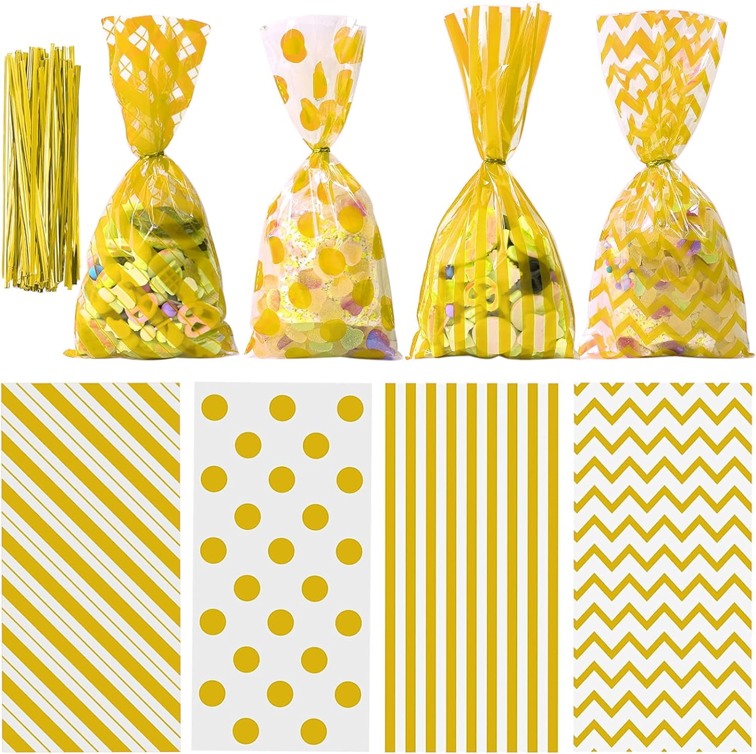 TETOU 50pcs Candy Treat Bags Plastic Cellophane Bags Goodie Bag with ...