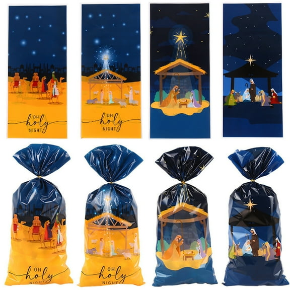 TETOU 50pcs Eid Mubarak Candy Treat Bags Cellophane Gift Snack Bag Muslim Ramadan Party Favor Supplies