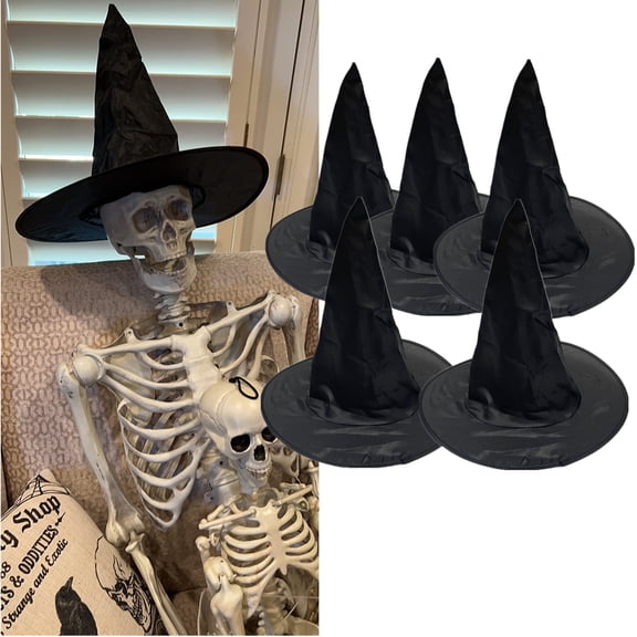 TETOU 5Pcs Hallowe'en Witch Hats, 12.99" Women Costume Witch Hat Costume Accessory for Hallowe'en Party Decorations