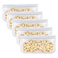 thumbnail image 1 of TETOU 5Pcs Reusable Silicone Bag, Leakproof Ziplock Food Storage Bags PEVA Freezer Bags for Sandwich Snack Vegetable Meat Cheese Lunch Kitchen Marinate Food Travel - 5S, 1 of 7
