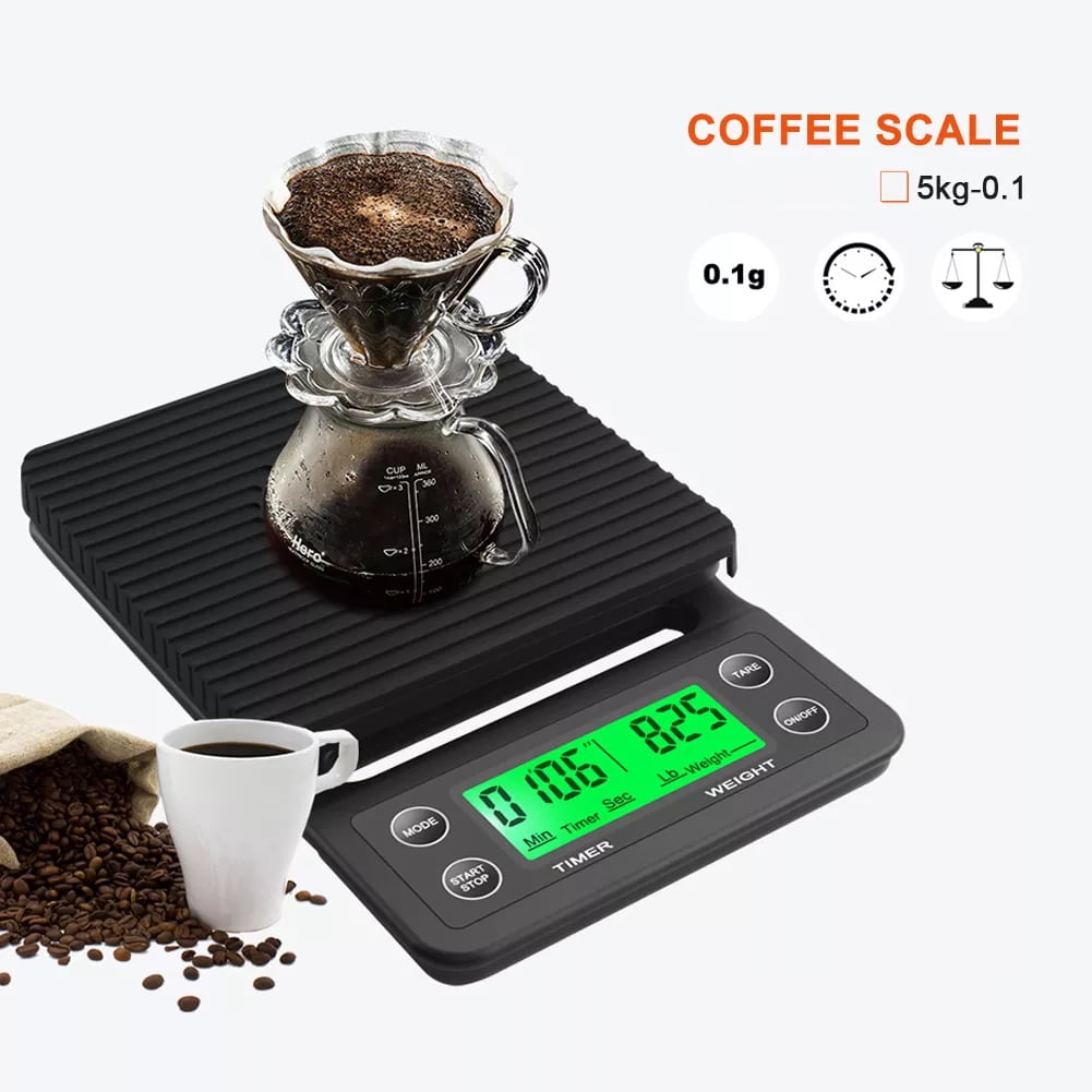TETOU 5kg/0.1g Drip Coffee Scale With Timer Portable Electronic Digital Kitchen Scale