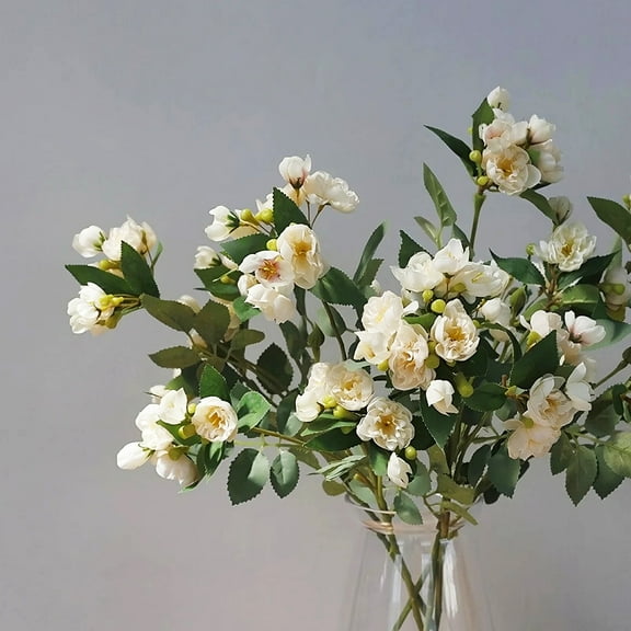 TETOU 5pcs Luxury Small Tea Rose Branch Buds Silk Artificial Rose Wedding Home Table Flower Arrangement