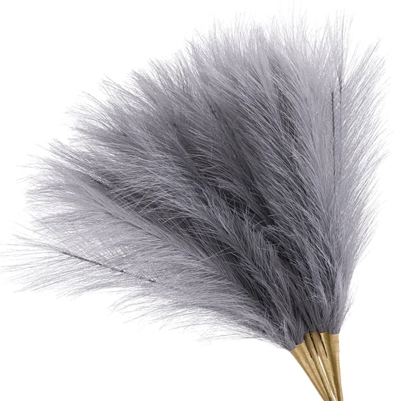 TETOU 6 Stems Artificial Pampas Grass 17.7" Faux Pampas Grass Short Vase Filler Home Room Decor - Dark Gray