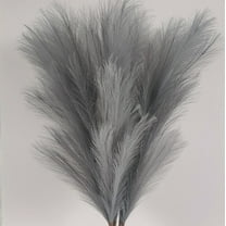 TETOU 6 Stems Faux Pampas Grass 43.3" Tall Big Pompous Grass Vase Filler Home Boho Decor - Gray