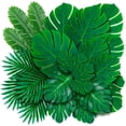 thumbnail image 1 of TETOU 60Pcs Palm Leaves Artificial Tropical Monstera, 6 Kinds Large Small Green Fake Palm Leaf with Stems for Home Kitchen Party Flowers Arrangement Wedding Hawaiian Party Table Decoration, 1 of 10