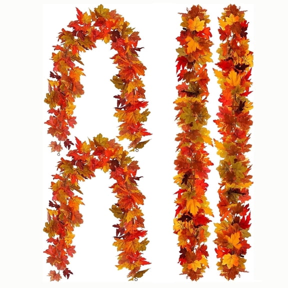 TETOU 4Pcs Fall Maple Leaves Garland, 66.3 Inches Artificial Maple Leaf Autumn Garland, Hanging Vine Garland for Home Wedding Fireplace Party Christmas Thanksgiving Decor