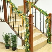 TETOU 6ft Norfolk Pine Garland Christmas Garlands with Warm White LED Lights Faux Greenery Pine Garland for Holiday Decor