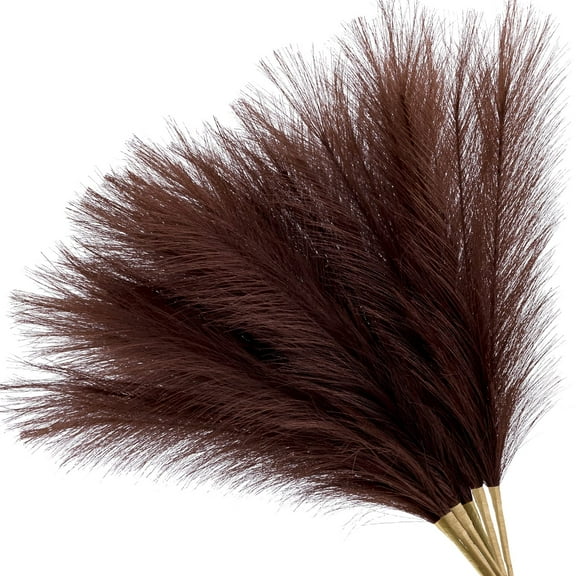 TETOU 6pcs Artificial Pampas Grass 17.7" Faux Pampas Grass Short Vase Filler Home Room Decor - Brown
