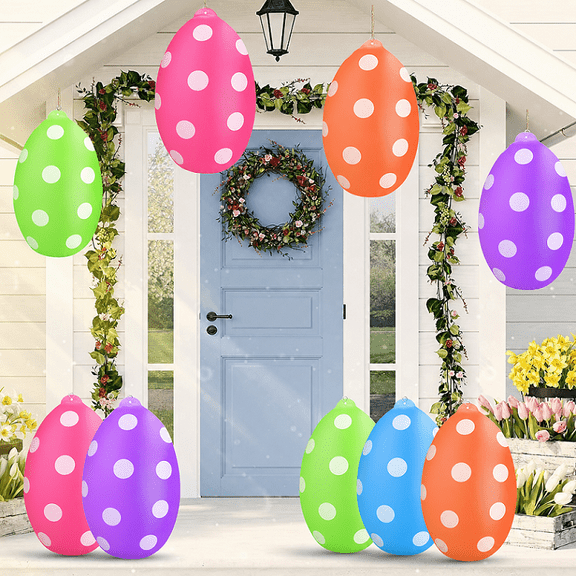 TETOU 6pcs Inflatable c Eggs Decoration Outdoor Kids Toys Colorful 16" Inflatable Easter Balls Yard Garden Party