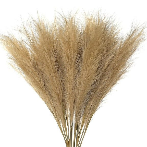 TETOU 8pcs Faux Pampas Grass 38"/3.1FT Tall Floral Large Artificial Pompous Grass Branches for Vase Filler Home Boho Decor - Brown