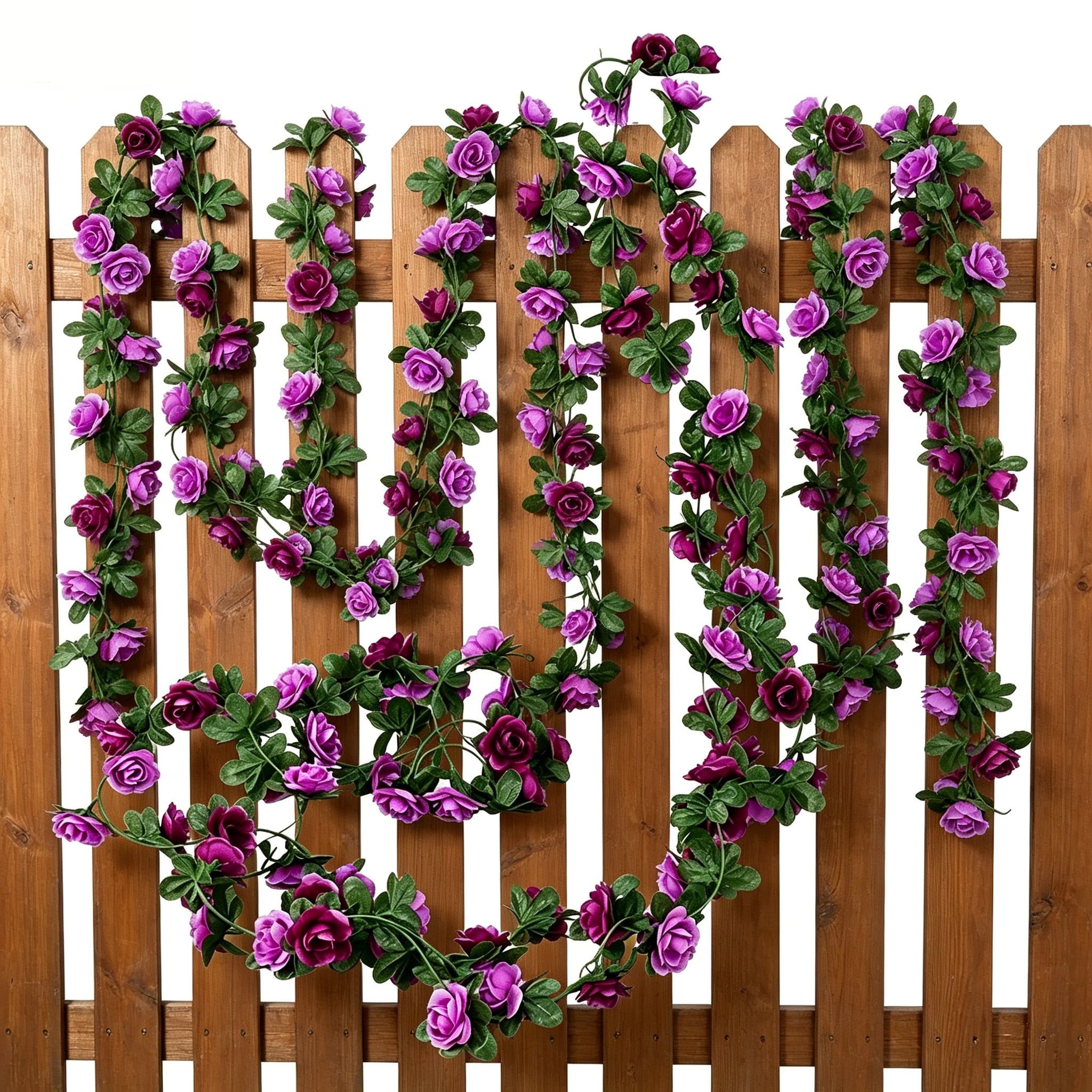 TETOU 6pcs Flower Garlands Artificial Rose Vine Flowers with Leaves 66ft Hanging Roses Vine for Room Wedding Birthday Christmas Wall Decor(Purple)