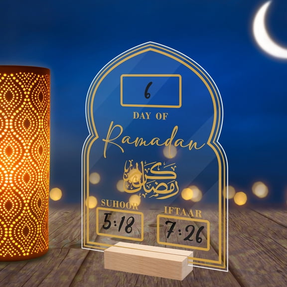 TETOU Acrylic Ramadan Advent Calendar Board Wooden Base Table Ornament Handwriting Countdown Calendars Eid Decor 2024