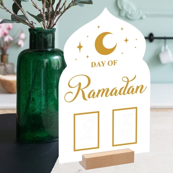 TETOU Acrylic Ramadan Advent Calendar Board Wooden Base Table Ornament Handwriting Countdown Calendars Eid Decor 2024
