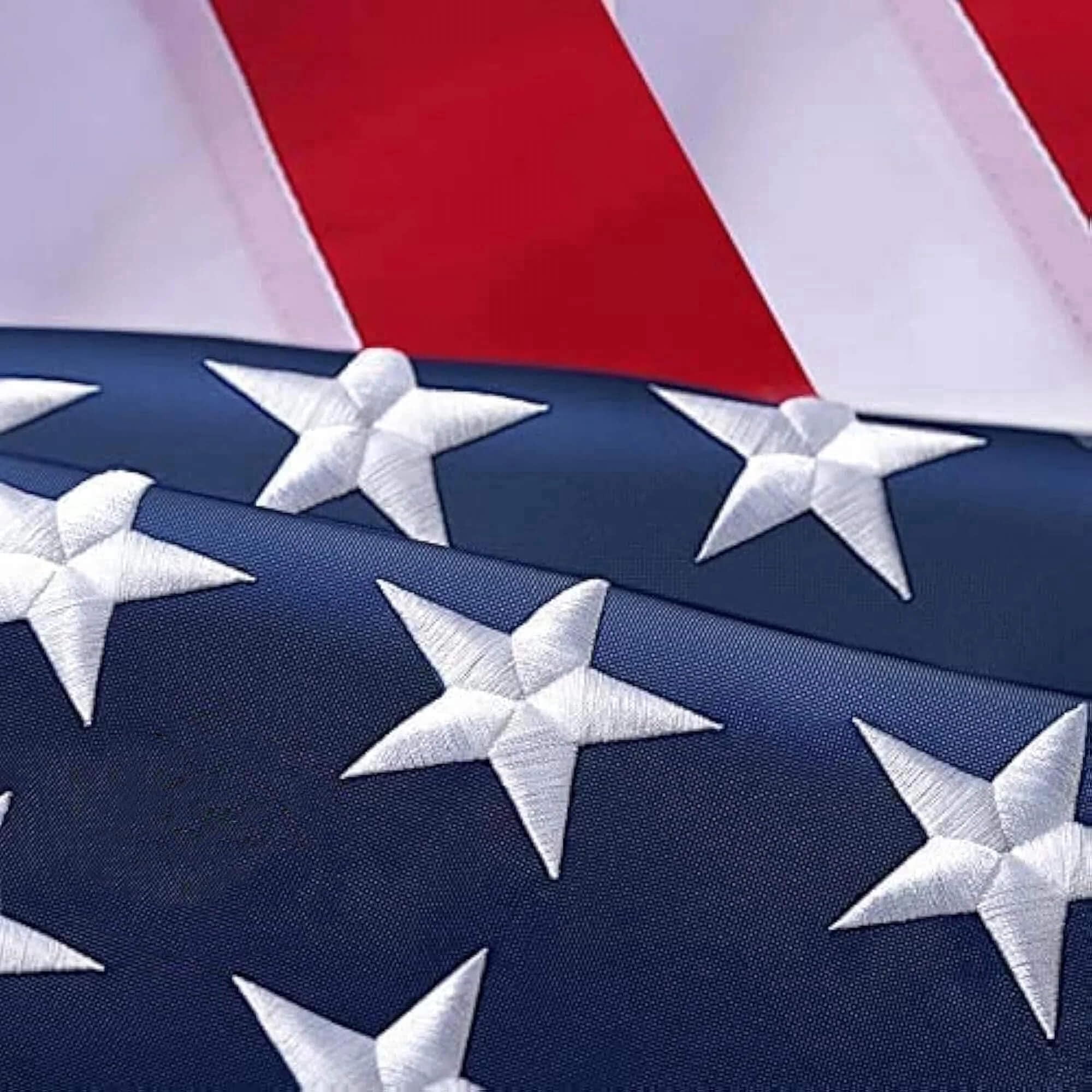TETOU 5*8FT American Flag for Outside, 210D Heavy Duty TearProof Waterproof High Wind Resistant US Flag with Embroidered Stars for 4th of July Memorial Independence Day Patriotic Outdoor Decoration