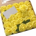 thumbnail image 1 of TETOU Artificial Flowers 50pcs Real Looking Yellow Foam Fake Roses with Stems for DIY Wedding Bouquets Pink Bridal Shower Centerpieces Floral Arrangements Party Tables Home Decorations, 1 of 5