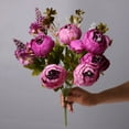thumbnail image 1 of TETOU Artificial Silk Peony Flowers 1 Bouquet for Home Wedding Decoration - Purple, 1 of 8