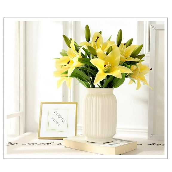 TETOU Artificial Tiger Lily Real Touch Fake Spring Flowers for Wedding Home Party Easter Decor Plastic Lily Faux Flowers