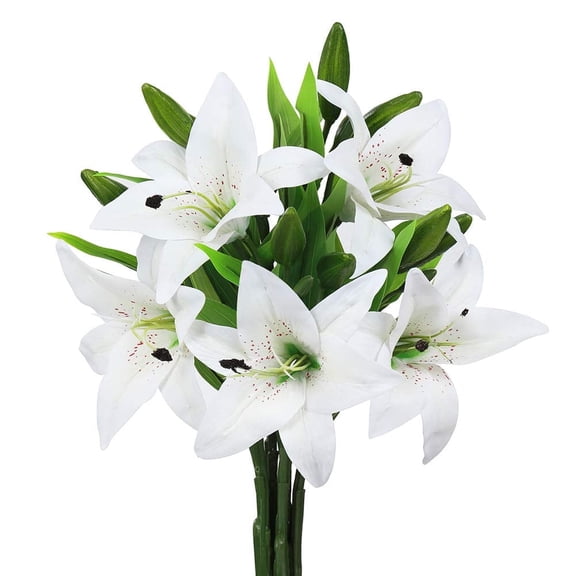 TETOU Artificial Tiger Lily Real Touch Fake Spring Flowers for Wedding Home Party Easter Decor Plastic Lily Faux Flowers