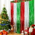 thumbnail image 1 of TETOU 2pcs Christmas Foil Fringe Curtains,3.3 x 6.6 ft Red Silver Green Tinsel Fringe Party Photo Backdrop Streamer Backdrop for Christmas New Year Ugly Sweater Party Decoration, 1 of 7