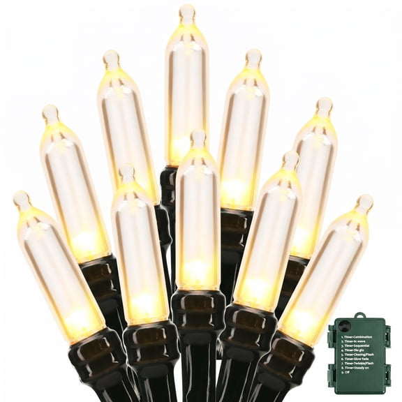 TETOU Christmas Lights,16.5Ft 50 LED Battery Mini Xmas Tree Lights,8 Modes Waterproof String Lights with Timer for Outdoor Indoor Home Christmas Party Yard Decoration(Warm White)