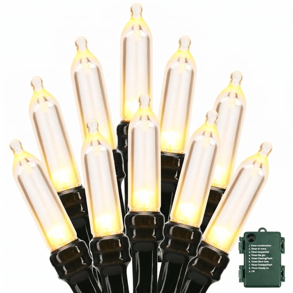 TETOU Christmas Lights,33Ft 100 LED Battery Mini Xmas Tree Lights,8 Modes Waterproof String Lights with Timer for Outdoor Indoor Home Christmas Party Yard Decoration(Warm White)