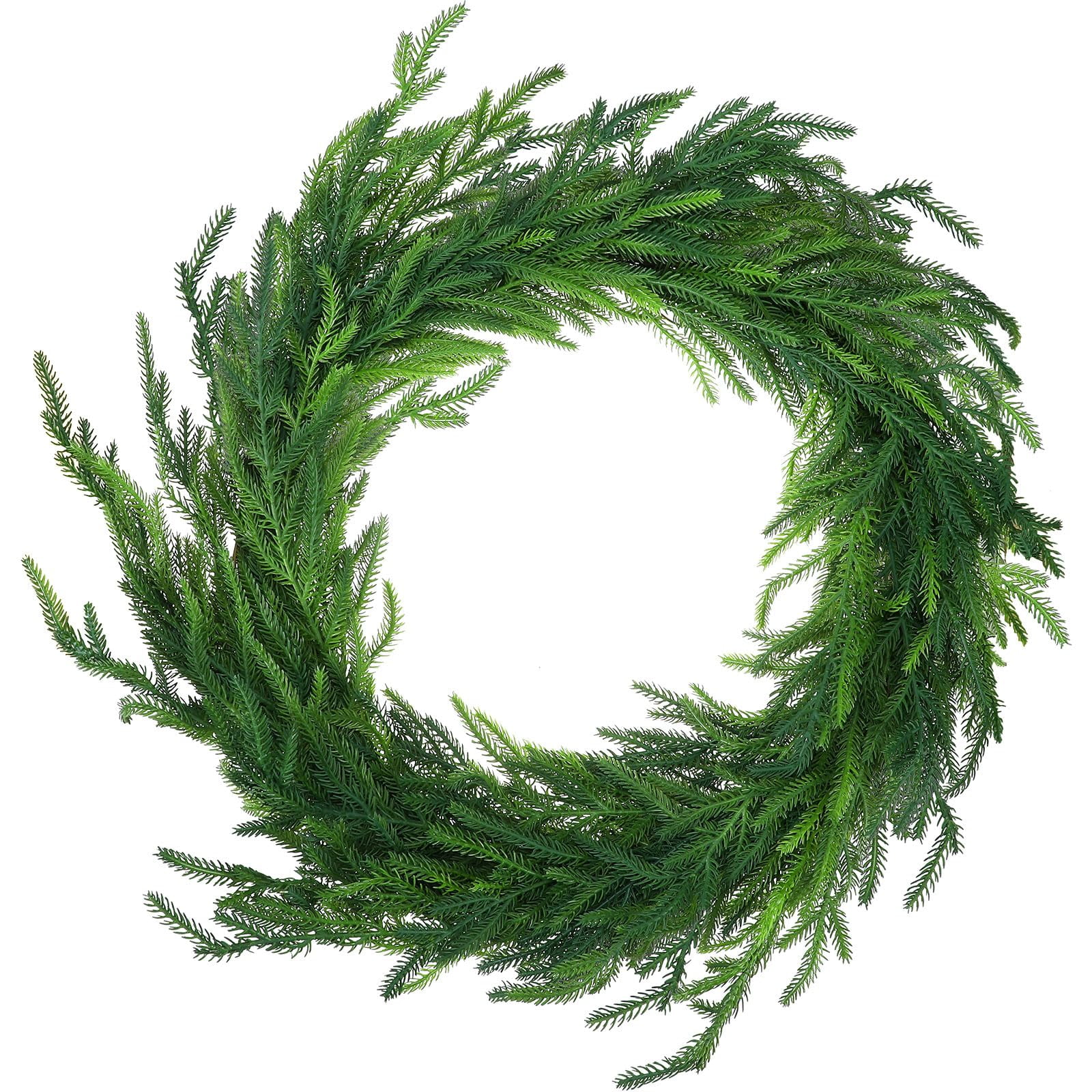 Tetou Christmas Norfolk Pine Garland 24 Diameter Faux Pine Greenery Wreath Fireplace Wall Home 8123