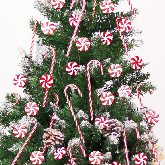 TETOU Christmas Plastic Candy Cane Red White Candy Canes for Christmas Tree Hanging Ornament Home Xmas DIY Craft Decoration