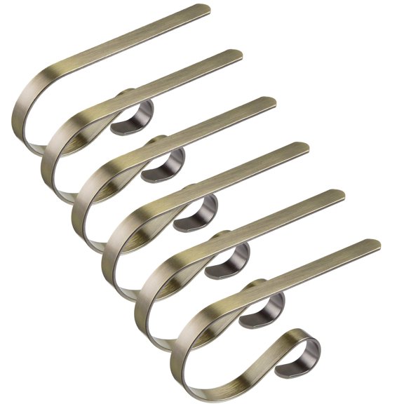 TETOU Christmas Stocking Holders No-Slip Adjustable Hooks for Fireplace Mantel Stocking Hanger Hooks 6pcs