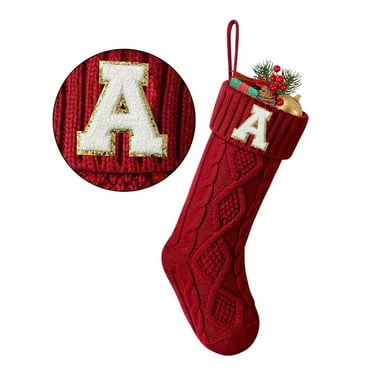 TETOU Christmas Stockings with Initials Letter 18" Stockings for Christmas Decoration - Red A