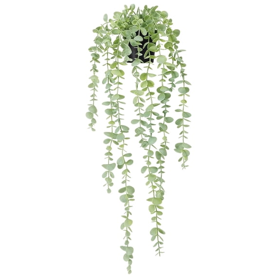 TETOU Faux Plants Artificial String of Gray Eucalyptus in Pot Realistic Green Hanging Plants for Shelf Desk Home Garden Decor