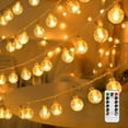 thumbnail image 1 of TETOU Globe String Lights, 33ft 80LED Crystal Fairy String Lights Battery Operated String Lights with Remote Waterproof for Indoor Outdoor Camping Hanging Home Patio Garden Decoration - Warm Color, 1 of 7