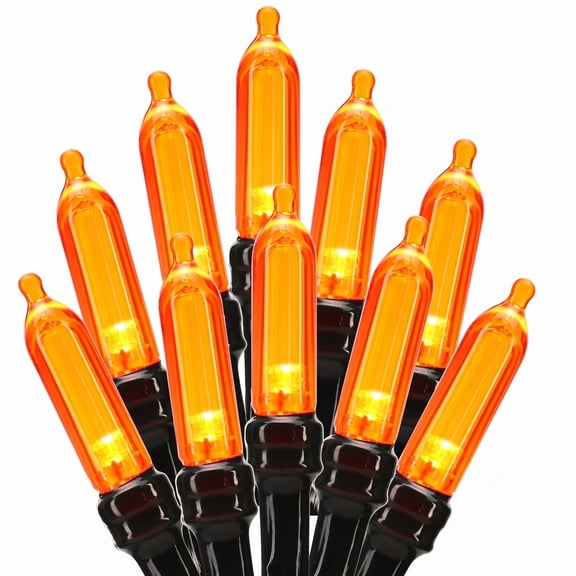 TETOU Halloween Lights, 33ft 100 LED Battery Halloween Lights, 8 Modes String Lights with Timer, Indoor Outdoor Waterproof mini Lights String for Halloween Bedroom Patio Decor - Orange