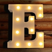 TETOU LED Letter Lights Luminous Letters Sign Home Decor for Wedding Birthday Party Christmas Battery Powered Decoration (E)