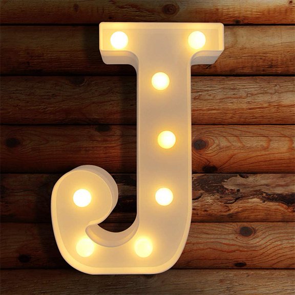 TETOU LED Letter Lights Luminous Letters Sign Home Decor for Wedding Birthday Party Christmas Battery Powered Decoration (J)