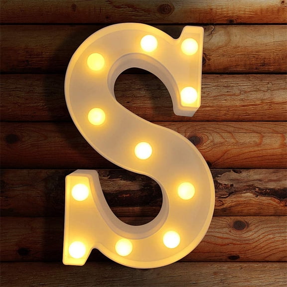 TETOU LED Letter Lights Luminous Letters Sign Home Decor for Wedding Birthday Party Christmas Battery Powered Decoration (S)