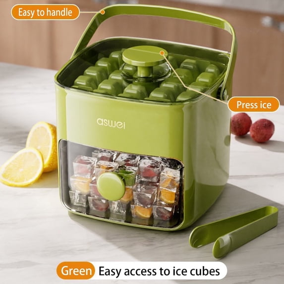 TETOU Large Capacity Ice Cube Mold 48 Ice Trays Easy-Press Ice Cube Mold,Double Layer, Food-Grade Plastic Ice Storage Tray for Freezer(Green)