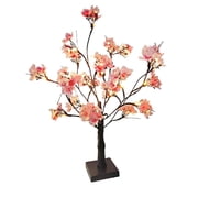 TETOU Lighted Cherry Blossom Tree Battery Operated 23in 24 Warm White LED Artificial Bonsai Tree for Wedding Party Christmas Home Decoration - Pink