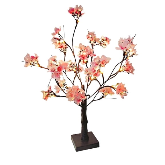 TETOU Lighted Cherry Blossom Tree Battery Operated 23in 24 Warm White LED Artificial Bonsai Tree for Wedding Party Christmas Home Decoration - Pink