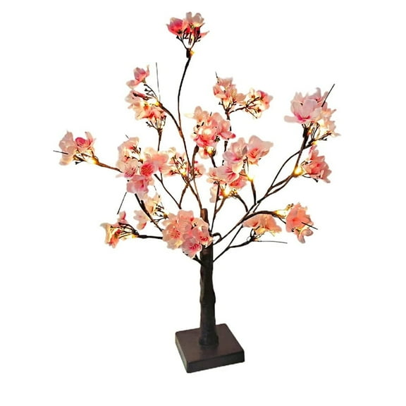 TETOU Lighted Cherry Blossom Tree Battery Operated 23in 24 Warm White LED Artificial Bonsai Tree for Wedding Party Christmas Home Decoration - Pink