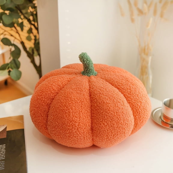 TETOU 1Pc Pumpkin Throw Pillow, 11*9.5" Fall Thanksgiving Cushion, Pumpkin Sofa Throw Pillow Cushion for Car Bedroom Sofa Couch Home Decoration - Orange