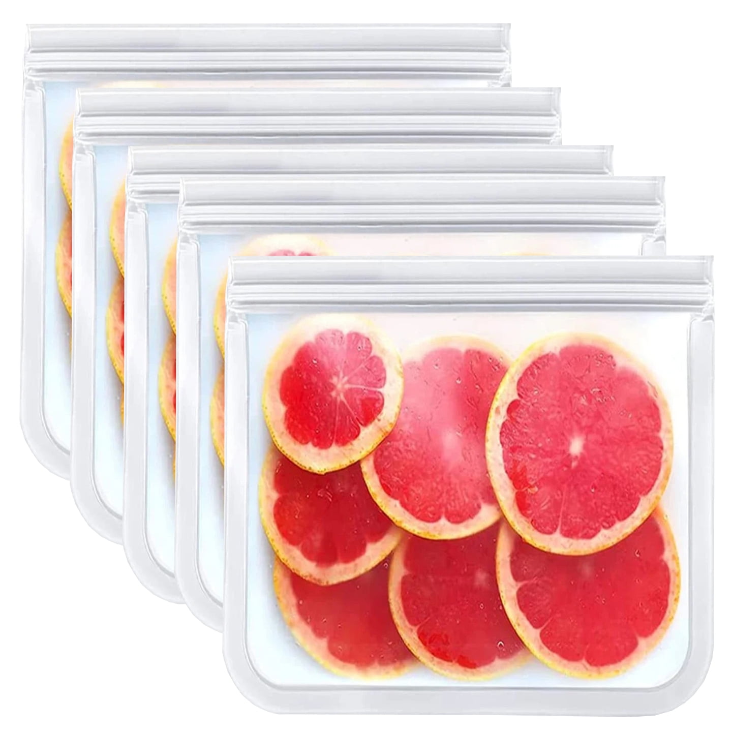 TETOU Reusable Silicone Bag, Leakproof Ziplock Food Storage Bags PEVA