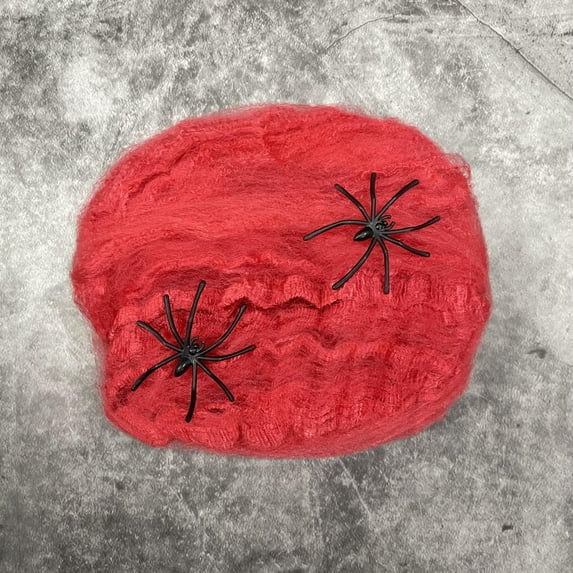 TETOU Spider Webs Hallowe'en Decorations Bonus, 300g Super Stretch Cobwebs for Hallowe'en Indoor and Outdoor Party Supplies - Red