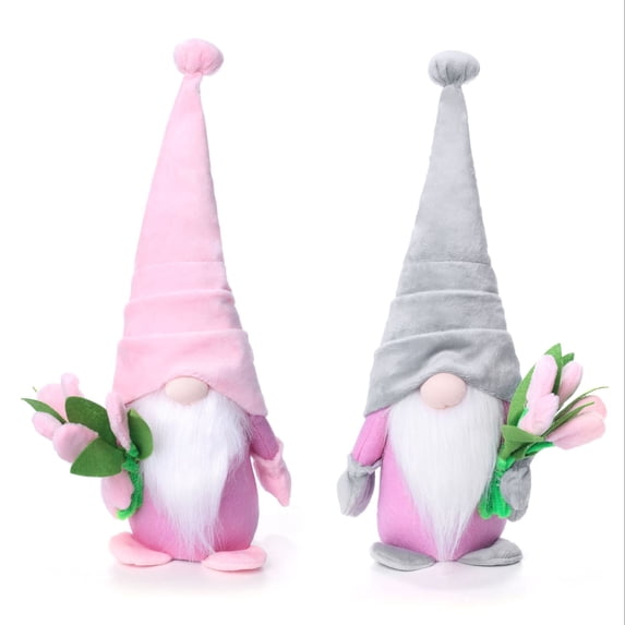 TETOU Spring Easter Gnome Plush Bunny Faceless Gnome Plush Doll with Flower Easter Decor for Mom