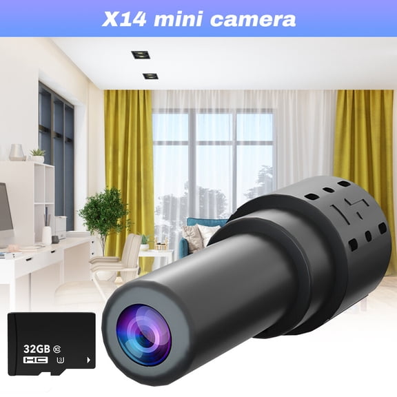 TETSELF 1080P HD Mini Camera with 32GB SD Card, supports motion detection and night vision, home security CCTV camera with playback support