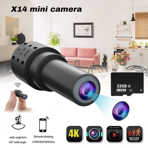 TETSELF 1080P HD Mini Camera with 32GB SD Card, supports motion detection and night vision, indoor and outdoor home security camera