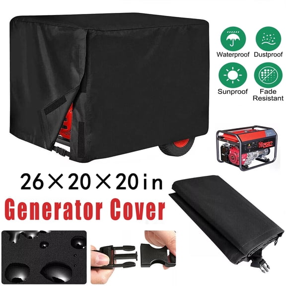 TETSELF 210D Universal Generator Cover Heavy Duty Waterproof Ventilated for 3000-15000W All Season Protection with Adjustable Straps 26×20×20in
